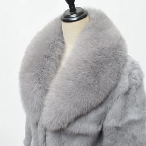 Rabbit Fur Coat New for Women Shawl Collar