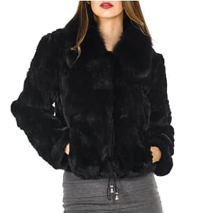 Rabbit Fur Coat Women Winter Fox Collar