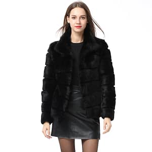 Rabbit Fur Coat Stand Collar Whole Full Pelt