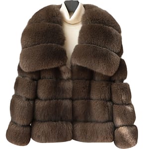 Brown Fox Coat with Large Fur Collar