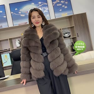 Brown Fox Coat with Collar
