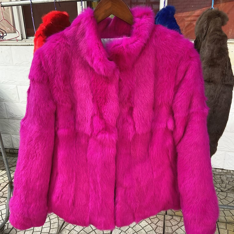 Rabbit fur coat stand collar - Image 6