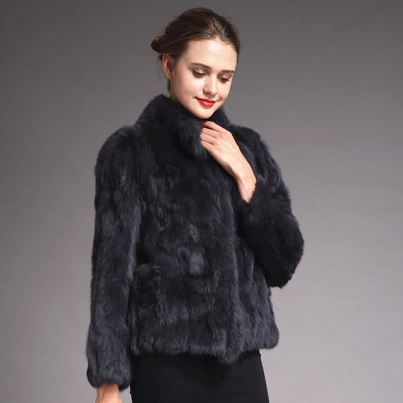 Rabbit fur coat stand collar - Image 2