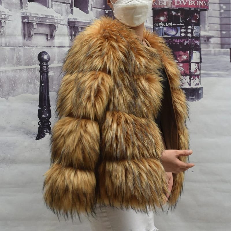 Faux Fur Coat Raccoon - Image 3
