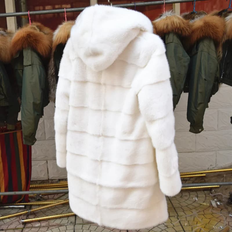 Mink Fur Coat Women Winter Long Leather Jacket - Image 13