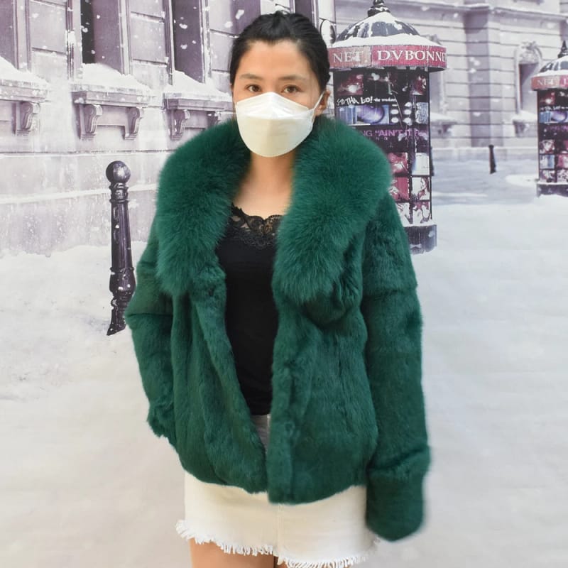 Rabbit Fur Coat New for Women Shawl Collar - Image 13
