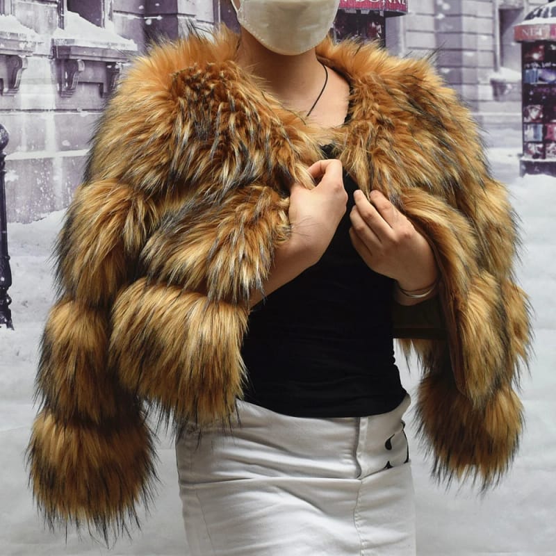 Faux Fur Coat Raccoon - Image 2