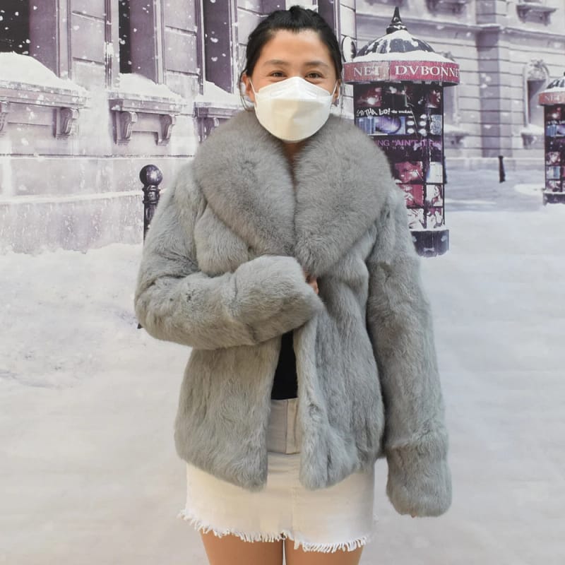 Rabbit Fur Coat New for Women Shawl Collar - Image 12