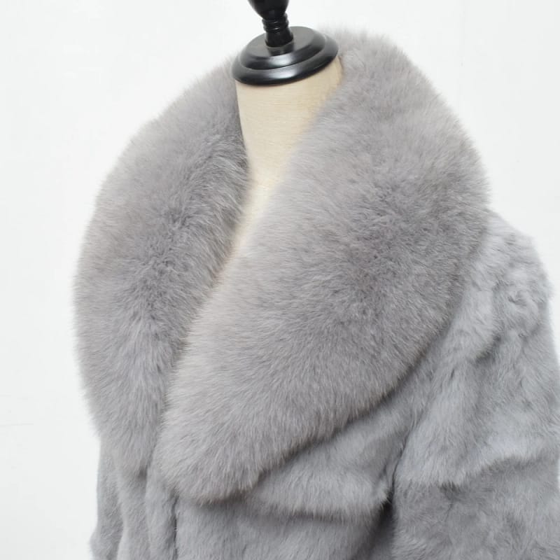 Rabbit Fur Coat New for Women Shawl Collar
