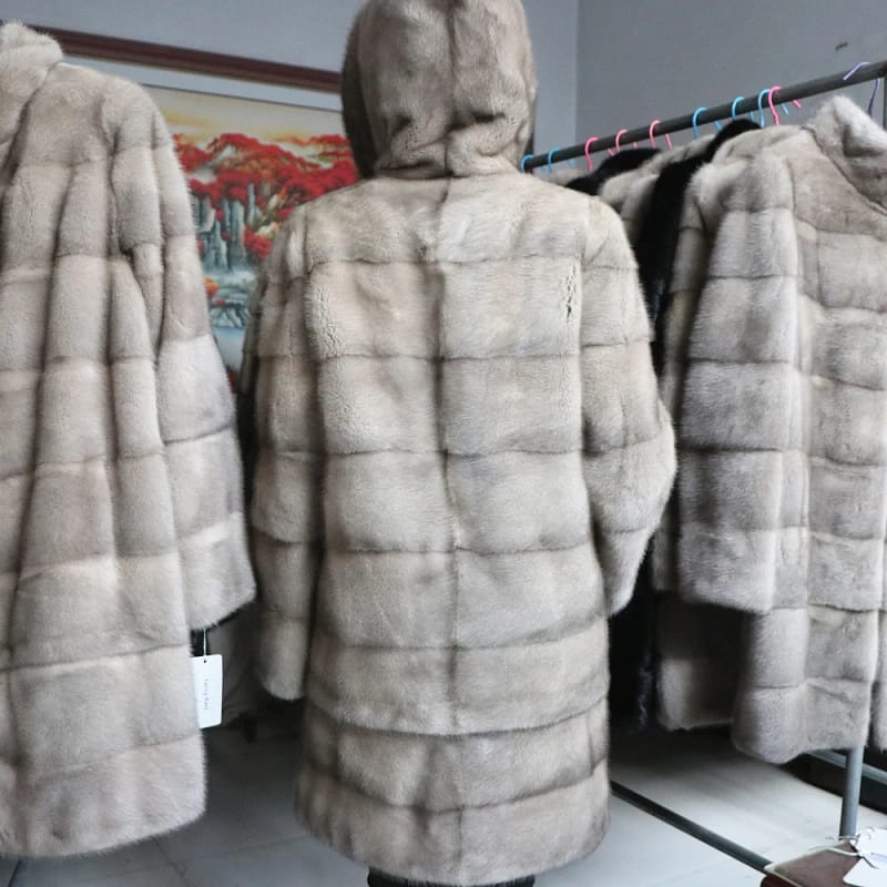 Mink Fur Coats Women Winter Warm Hooded - Image 4