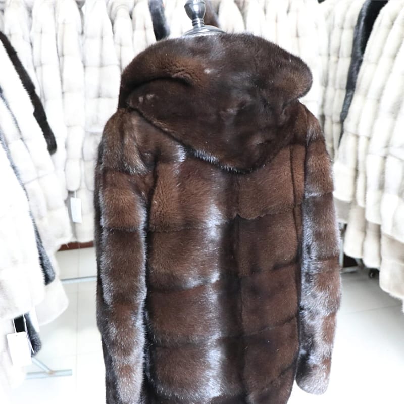 Mink Fur Coat Women Winter Long Leather Jacket - Image 7
