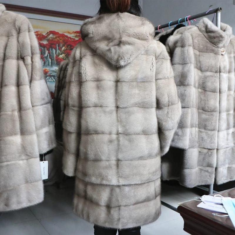 Mink Fur Coats Women Winter Warm Hooded - Image 3