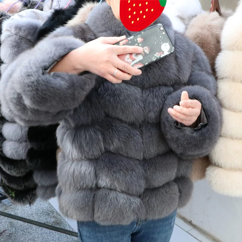 Fox Fur Real Short Coat Fashion Women Winter Warm Wholesale - Image 4