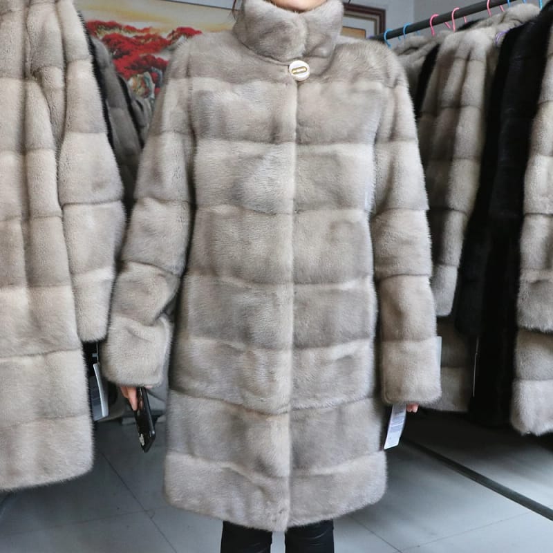 Mink Fur Coat Women Winter Long Leather Jacket - Image 10