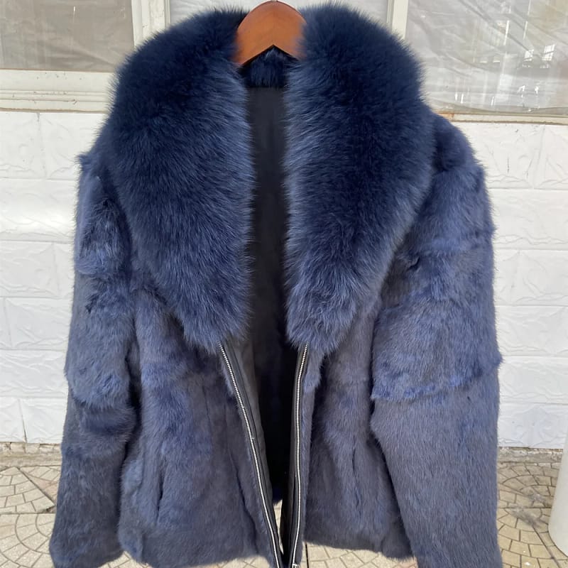 Rabbit Fur Coat New for Women Shawl Collar - Image 10