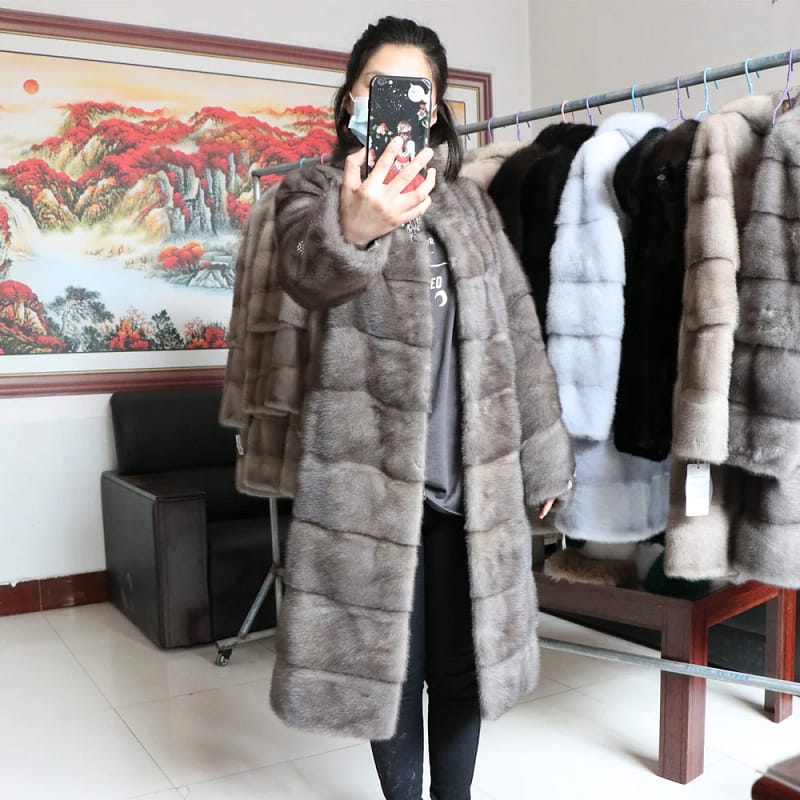 Mink Fur Coats Genuine Natural - Image 2