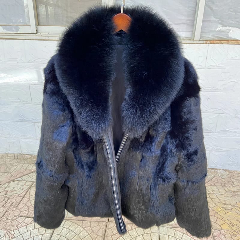 Rabbit Fur Coat New for Women Shawl Collar - Image 8