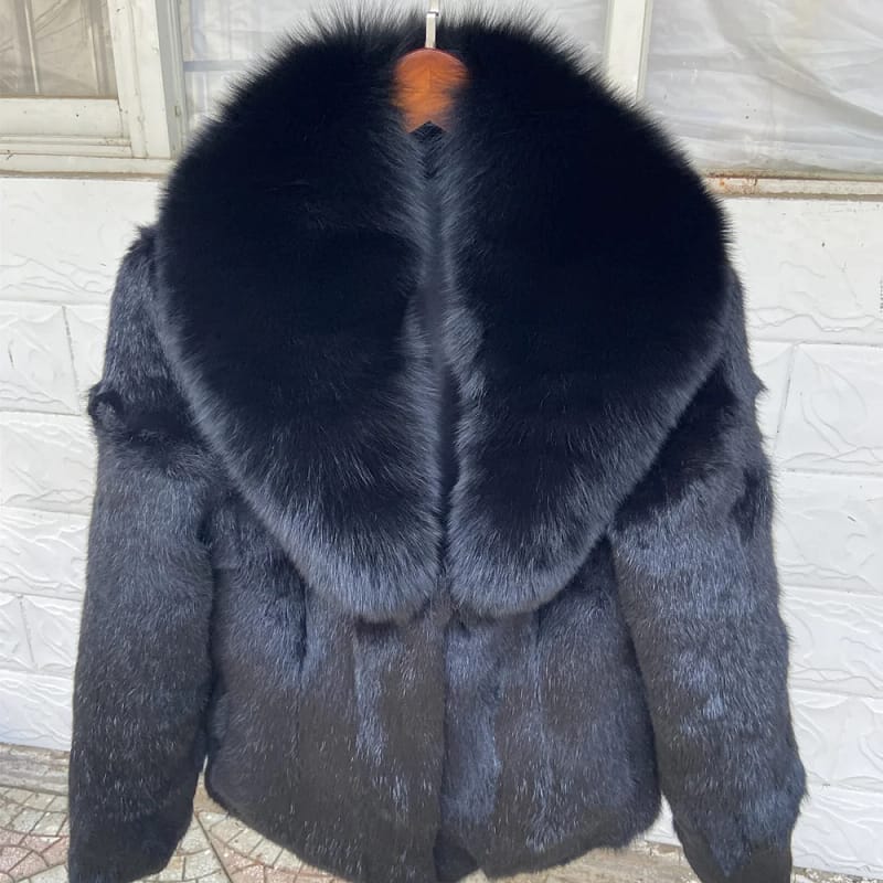 Rabbit Fur Coat New for Women Shawl Collar - Image 3