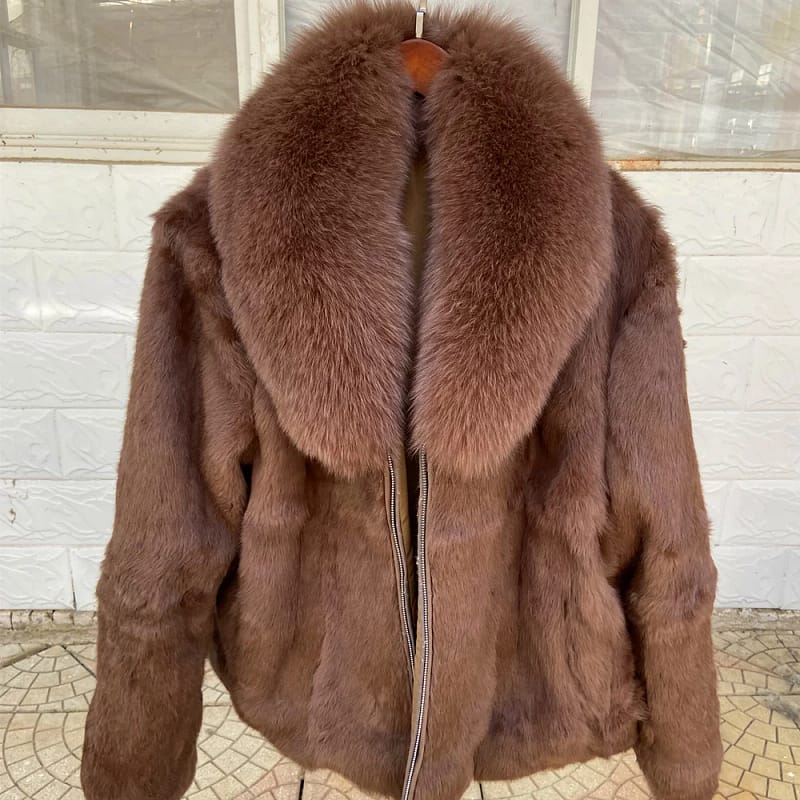 Rabbit Fur Coat New for Women Shawl Collar - Image 2
