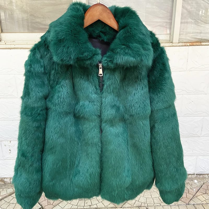 Rabbit Fur Coat Hood Winter Women's Cold Jacket - Image 14