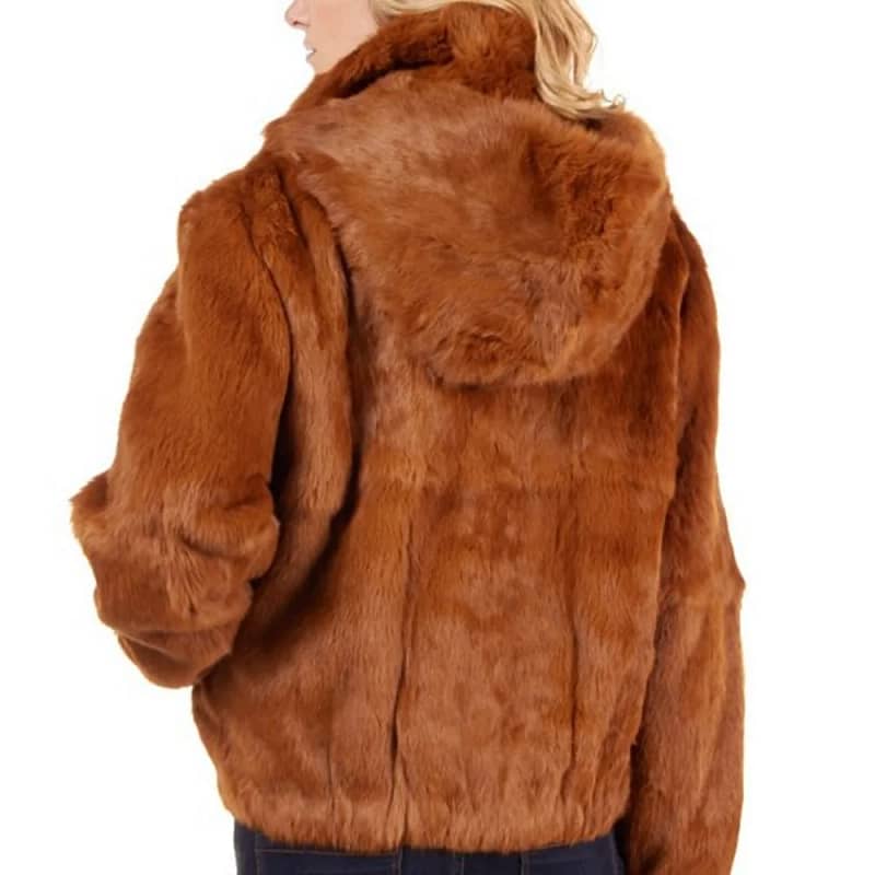 Rabbit Fur Coat Hood Winter Women's Cold Jacket - Image 3