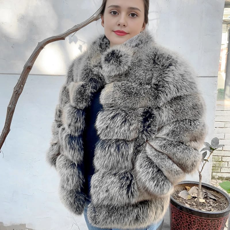 Fox Fur Coat With Collar Especially Overcoat - Image 4