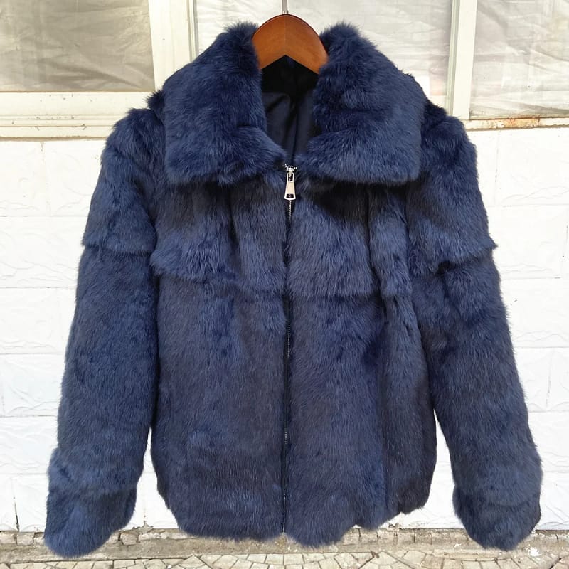 Rabbit Fur Coat Hood Winter Women's Cold Jacket - Image 11