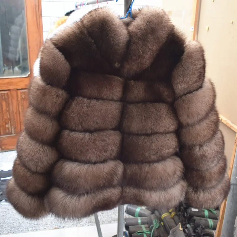 Fox Fur Coat With Collar Especially Overcoat - Image 9