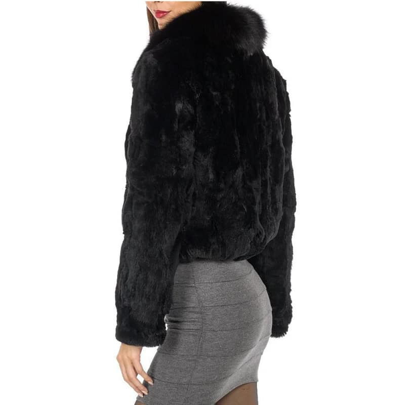Rabbit Fur Coat Women Winter Fox Collar - Image 2
