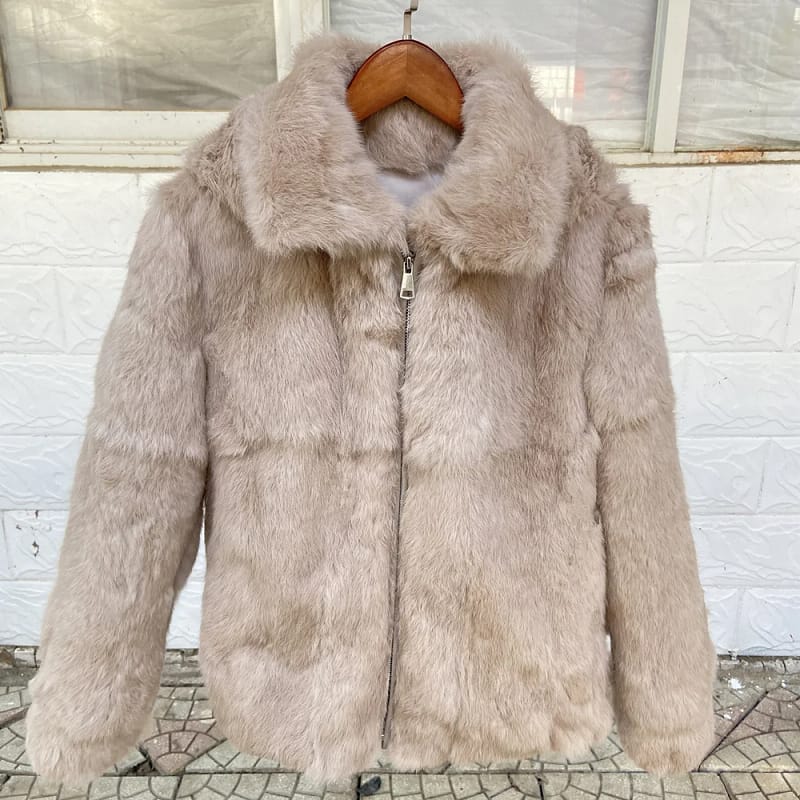 Rabbit Fur Coat Hood Winter Women's Cold Jacket - Image 10