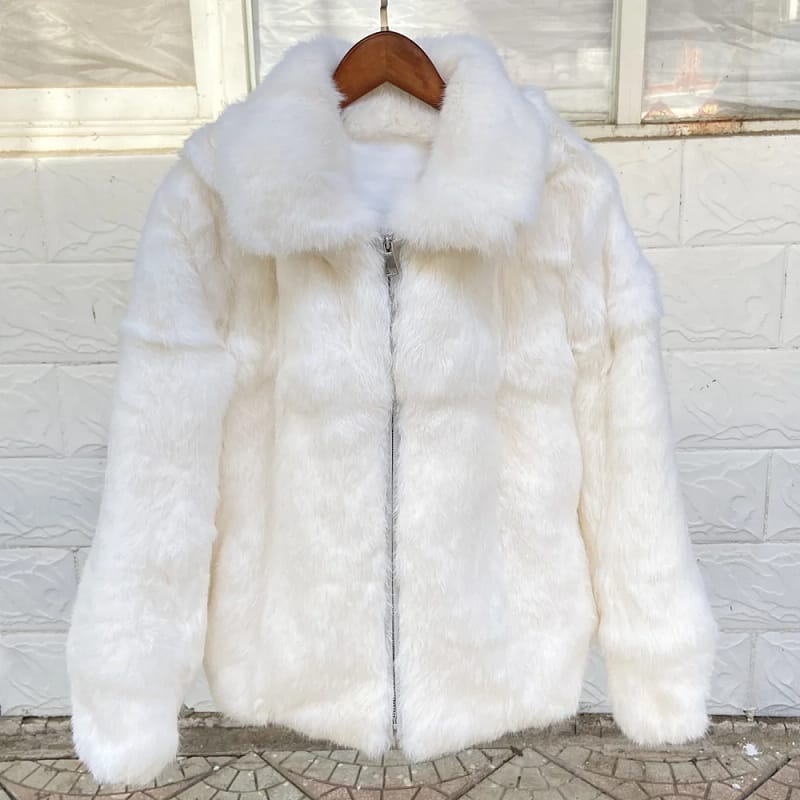 Rabbit Fur Coat Hood Winter Women's Cold Jacket - Image 7