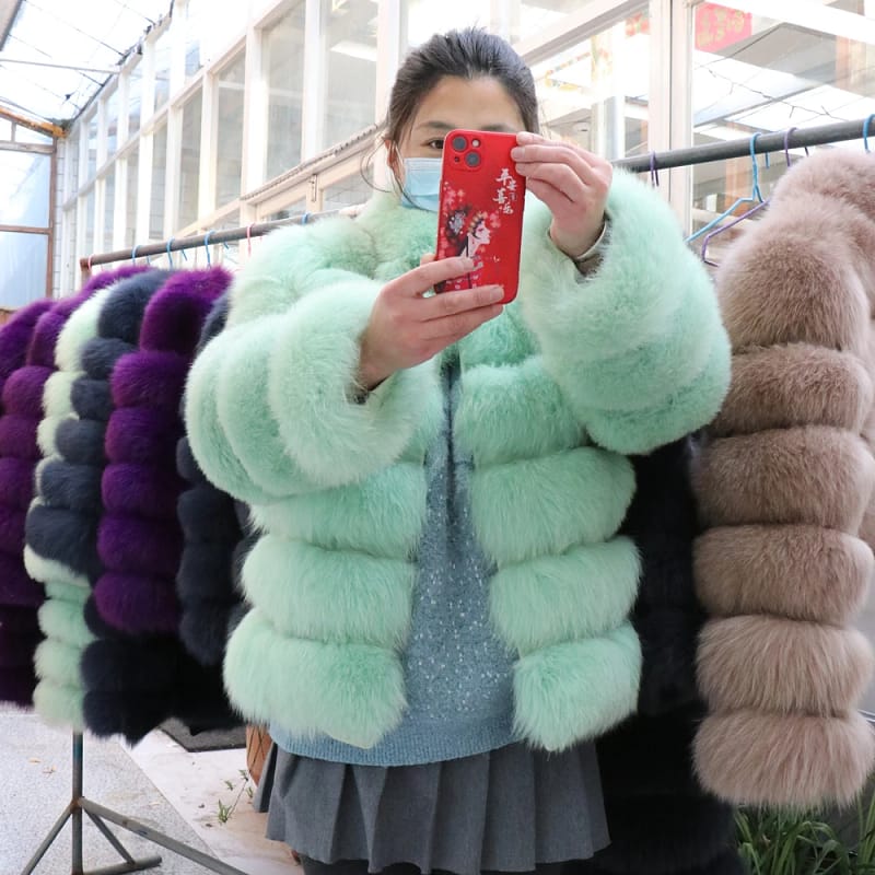 Fox Fur Coat With Collar Especially Overcoat - Image 15